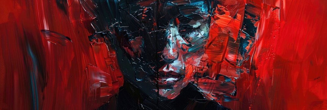 An abstract representation of emotions and inner thoughts, expressed through expressive brushstrokes and gestural marks