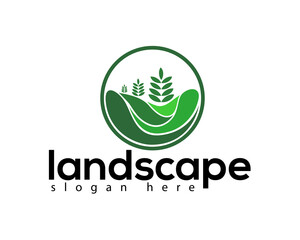 creative hill and tree logo design template