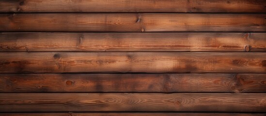 A close up of hardwood planks in a brown wood stain with amber tints and shades. The flooring displays a beautiful pattern in rectangular shapes - Powered by Adobe