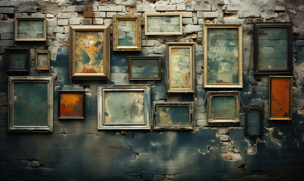 texture background of empty frames for photos or paintings