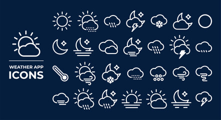 Set of weather app icons