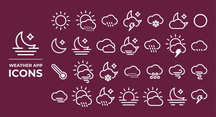 Set of  Weather app icons