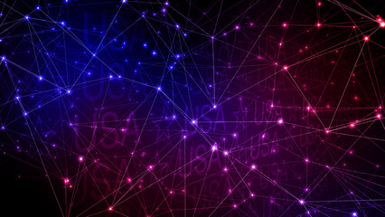 Obraz premium Letters united states of America patriotic backdrop of connected lines and stars displaying ustext in modern political layout
