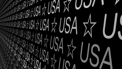 USA text on black background modern, patriotic backdrop showcasing letters of united states in creative, conceptual design