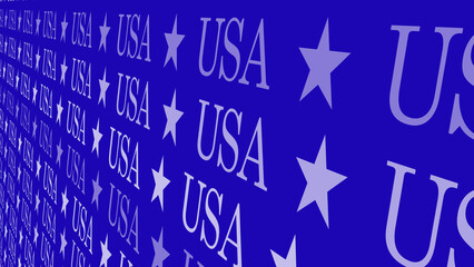 USA text on white background modern graphic symbol of united states patriotic backdrop with American stars and letters