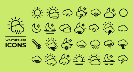 Set of  Weather app icons