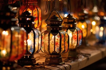 Glowing Lanterns: Jewelry surrounded by glowing lanterns creating a warm and inviting scene.