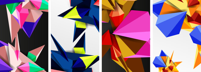 Triangle abstract concepts poster set with geometric minimal designs