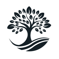 Tree logo design. Organic nature icon. Natural plant emblem. Tree of life symbol. Eps 10 vector illustration