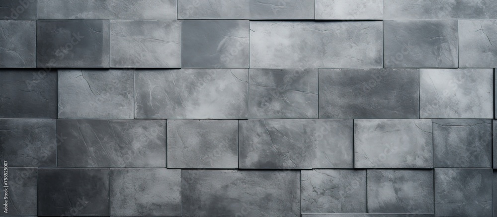 Aufkleber a closeup shot showcasing a rectangular grey tiled wall. the pattern displays symmetry and various t