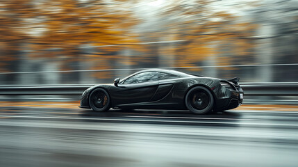 Obraz premium Velocity Personified: Blurred Supercar on Germany's Iconic Highway