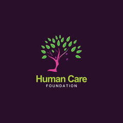 Human care tree with leaves
