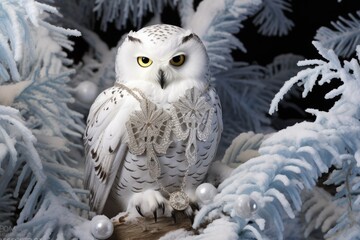 Snowy Owl Wonderland: Jewelry surrounded by snow-covered trees and whimsical snowy owls.