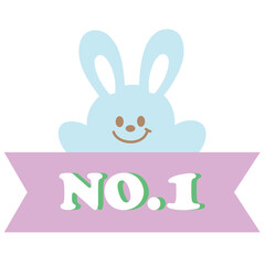 Obraz na płótnie Canvas NO.1 button with bunny for patch, online shopping, marketing, easter promotion, sticker, discount, social media, print, template, symbol, campaign, cartoon, ads, banner, rabbit, pet, sale badge, vet