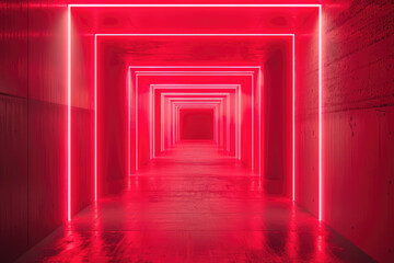 red geometric architecture with neon lights