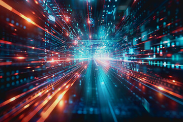 Fototapeta premium Internet Technology, Information and Media Flow, Exchange, and Processing on the Internet