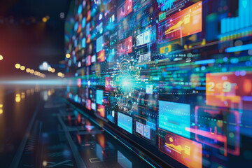 Obraz premium Internet Technology, Information and Media Flow, Exchange, and Processing on the Internet