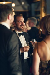 Obraz premium Business professional attending a gala dinner or awards ceremony, dressed in formal attire and mingling with industry peers, Generative AI