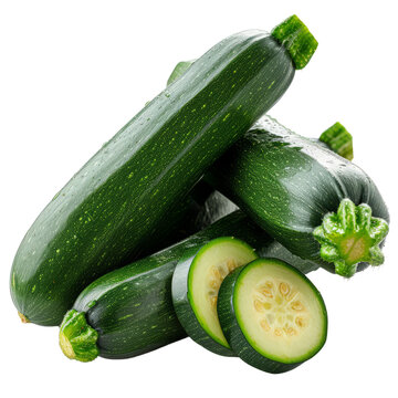Fresh zuchini in closeup isolated on transparent background With clipping path. cut out. 3d render