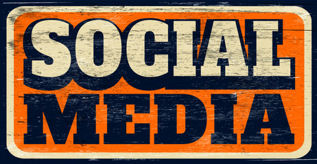 Aged and distressed social media sign on wood - 758532071