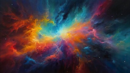 Fototapeta premium Colorful space nebula illustration.