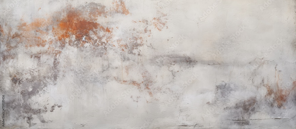 Poster a close up image capturing the beauty of a white wall covered in rust, creating a unique blend of na