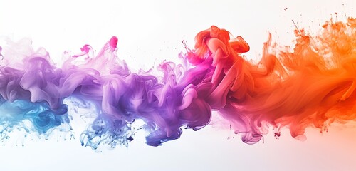 Colorful smoke splash over white background, bright colors, abstract background for presentations - obrazy, fototapety, plakaty