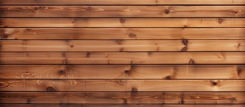 A closeup image showcasing a brown hardwood wall constructed with wooden planks and stained with tints and shades to resemble brickwork