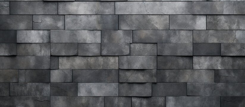 An upclose image showcasing a grey rectangular brick wall with intricate brickwork patterns. The monochrome photography highlights the shades and tints of the composite building material