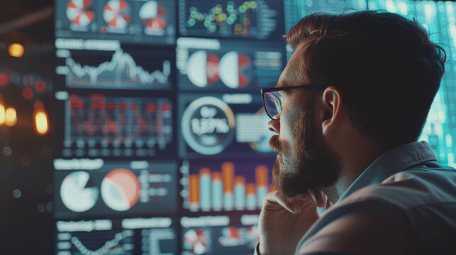 An infographic showcasing a data analyst employing various data analytics to assess the effectiveness and efficiency of business processes photography