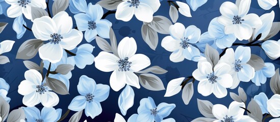 Floral seamless pattern in blue color for various design purposes.