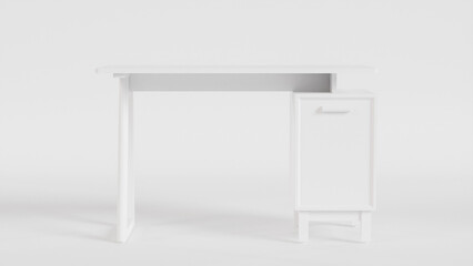 Minimalist light wooden table desk premium photo 3d render