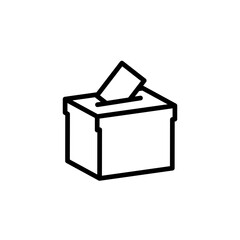 Voting ballot box line icon