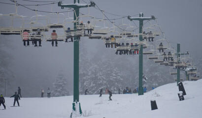 skiers on ski resort