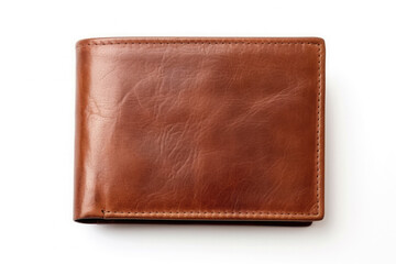 Brown Classic leather wallet for men isolated on white background created with Generative AI Technology