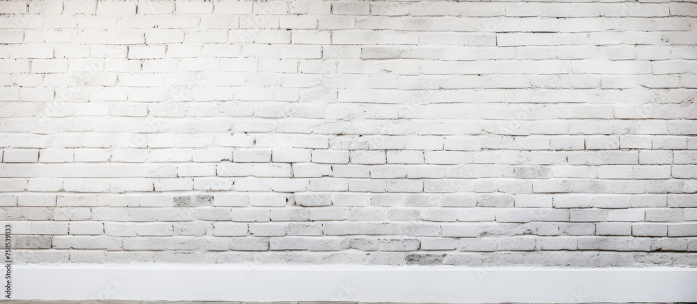Aufkleber a white rectangular brick wall serves as a backdrop for a white shelf in a monochrome setting, creat
