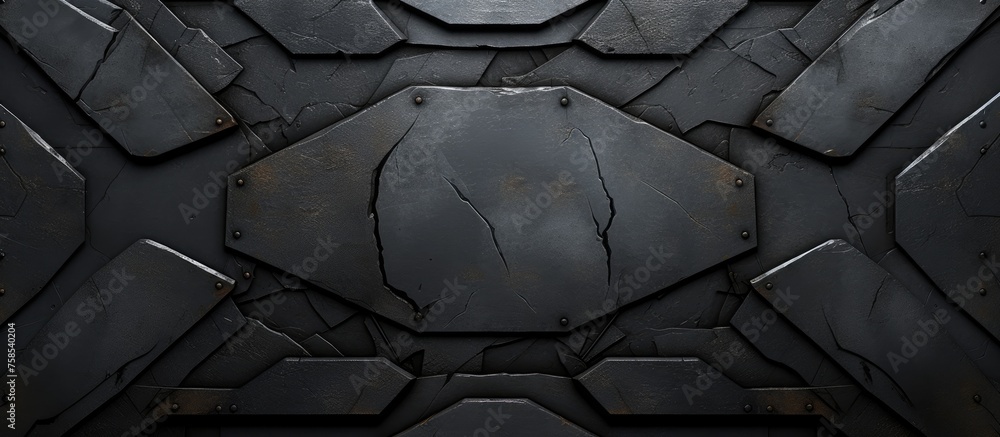Poster a closeup of a grey composite material wall with a symmetrical circle hole in the middle. the patter