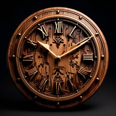 antique clock on black background
