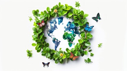 Eco Friendly Earth Banner with Copysapce on White Background. Earth Day, World Environment Day, Save the World. Zero Carbon Dioxide Emissions