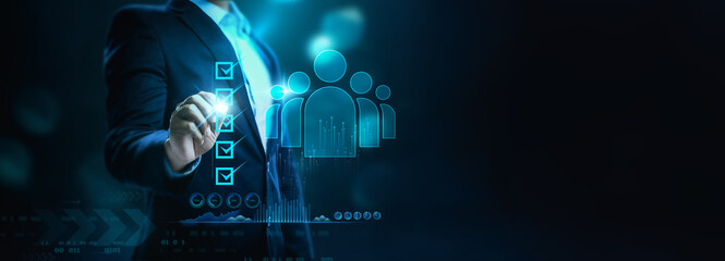 CRM (Customer Relationship Management) for business sales and marketing system concept presented in...