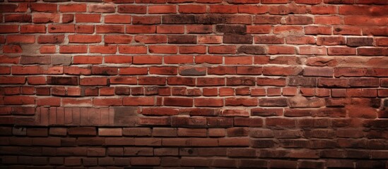 A close up of a brown brick wall showcasing the intricate brickwork pattern and symmetry of the rectangular composite material, with varying tints and shades