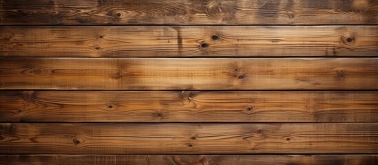 Fototapeta na wymiar A detailed shot of a brown hardwood plank wall with a blurred background, showcasing the natural wood grain pattern and building material