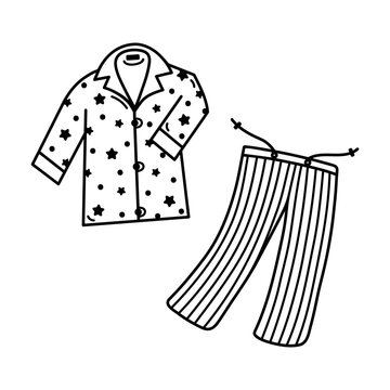 black and white pajamas set clip art preview