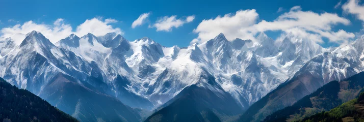 Crédence de cuisine en verre imprimé Himalaya Mystical Dhauladhar: Majestic Snow-Capped Peaks Against Azure Sky