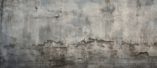 A detailed closeup of a weathered concrete wall with peeling paint, showcasing a monochrome pattern reminiscent of urban landscape art - obrazy, fototapety, plakaty