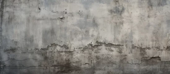 Foto op Aluminium A detailed closeup of a weathered concrete wall with peeling paint, showcasing a monochrome pattern reminiscent of urban landscape art © AkuAku