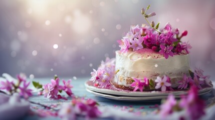 Obraz na płótnie Canvas Flower cake, flowers, food photography, beautiful, delicious food