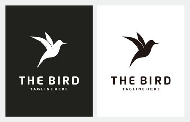 Flying Colibri Hummingbird Silhouette logo design. Minimalist Bird symbol icon