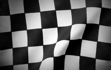 Checkered black and white racing flag  - 758549035