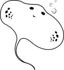 Stingray Fish Coloring, Sea Animal Outline, A cute funny coloring book provide hours of coloring fun for children. To color, Suitable for little kids and toddlers 